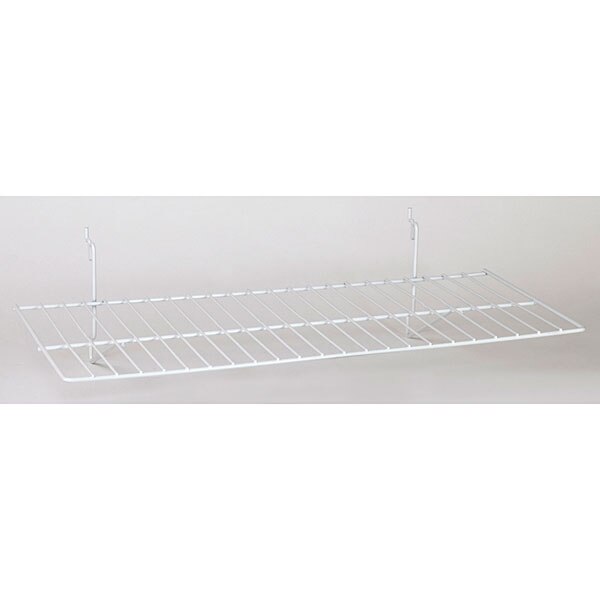 Lot of 8 New Retails White Wired sloping shelf 23-1/2w x 12d Lot of 8 New Retails White Wired sloping shelf 23-1/2w x 12d